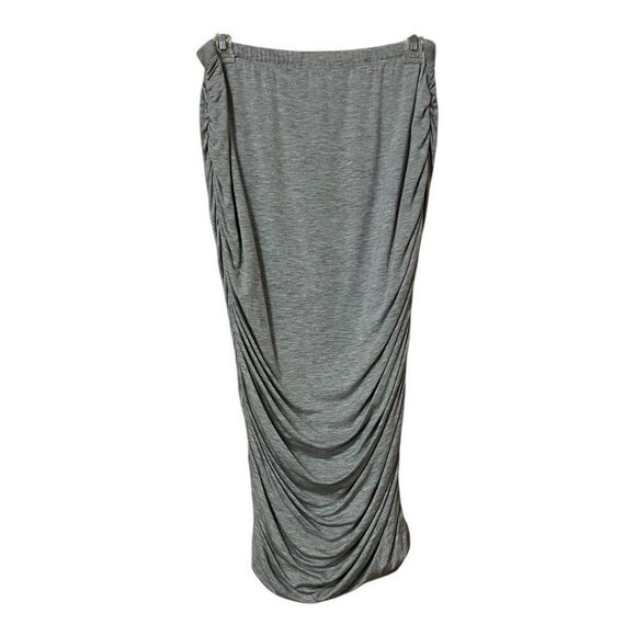 Green Envelope Womens Size Large Gray Ruched Side Midi Pull On Skirt - Picture 2 of 3